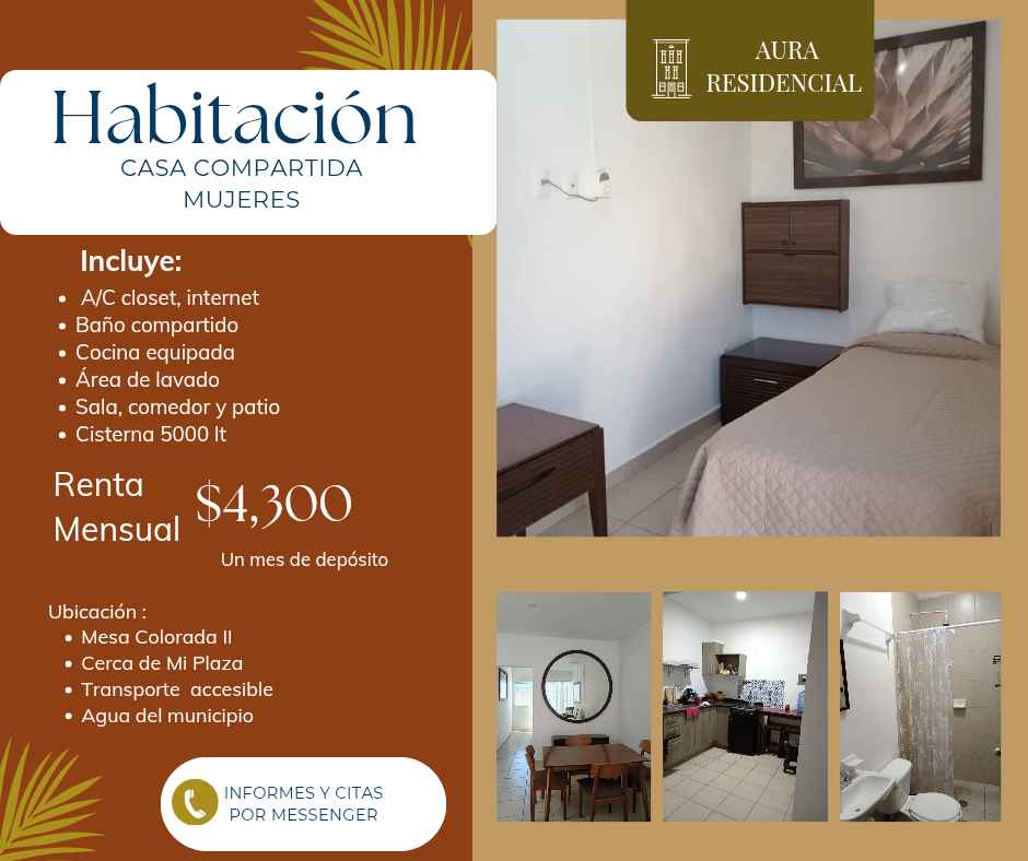 Cuarto privado en casa 3 recámaras, Centro. A/C. - foto 2